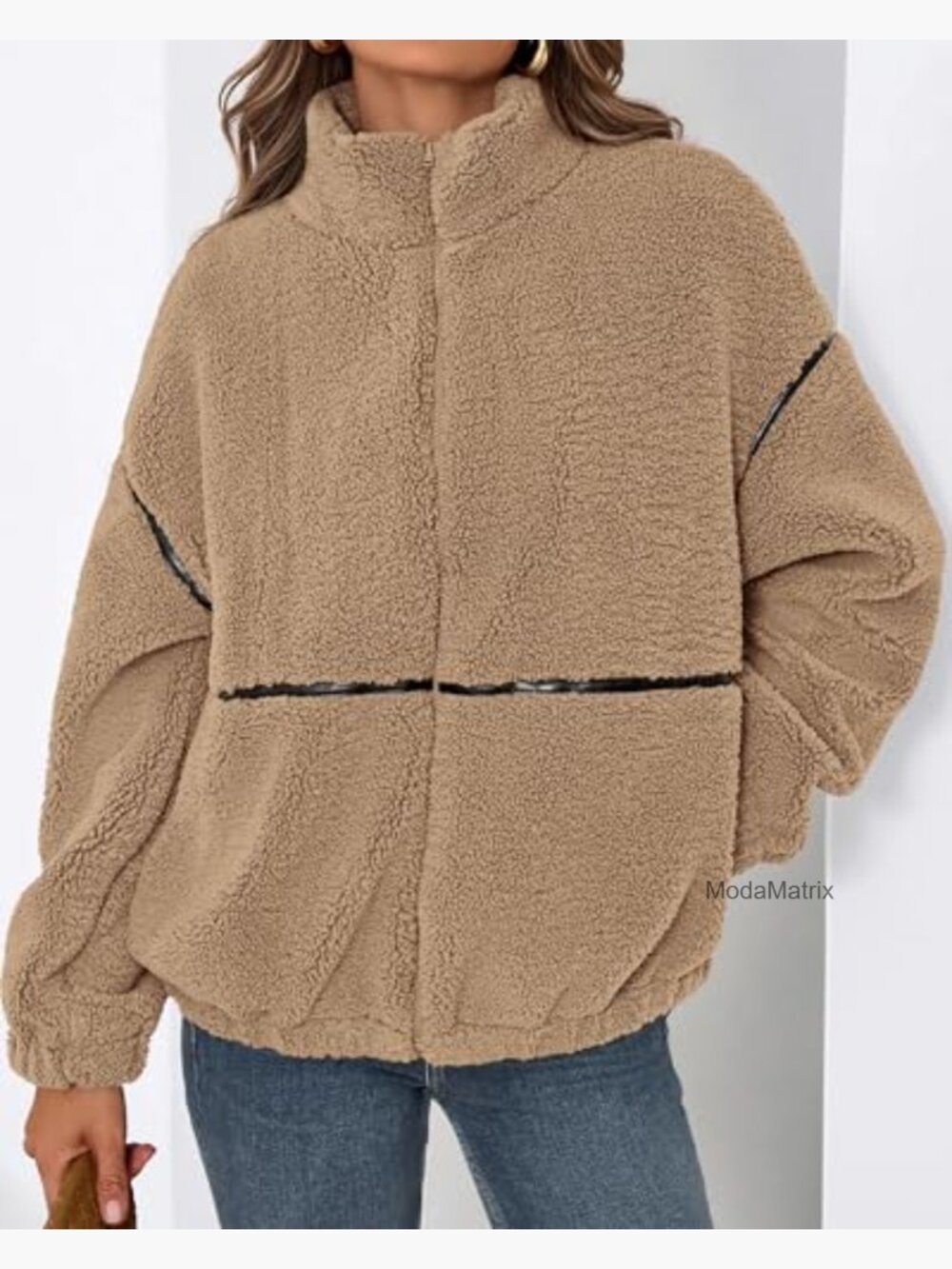 Oversized Faux Fur Zip Up Sherpa Fleece Jacket Coat - Picture 6 of 7